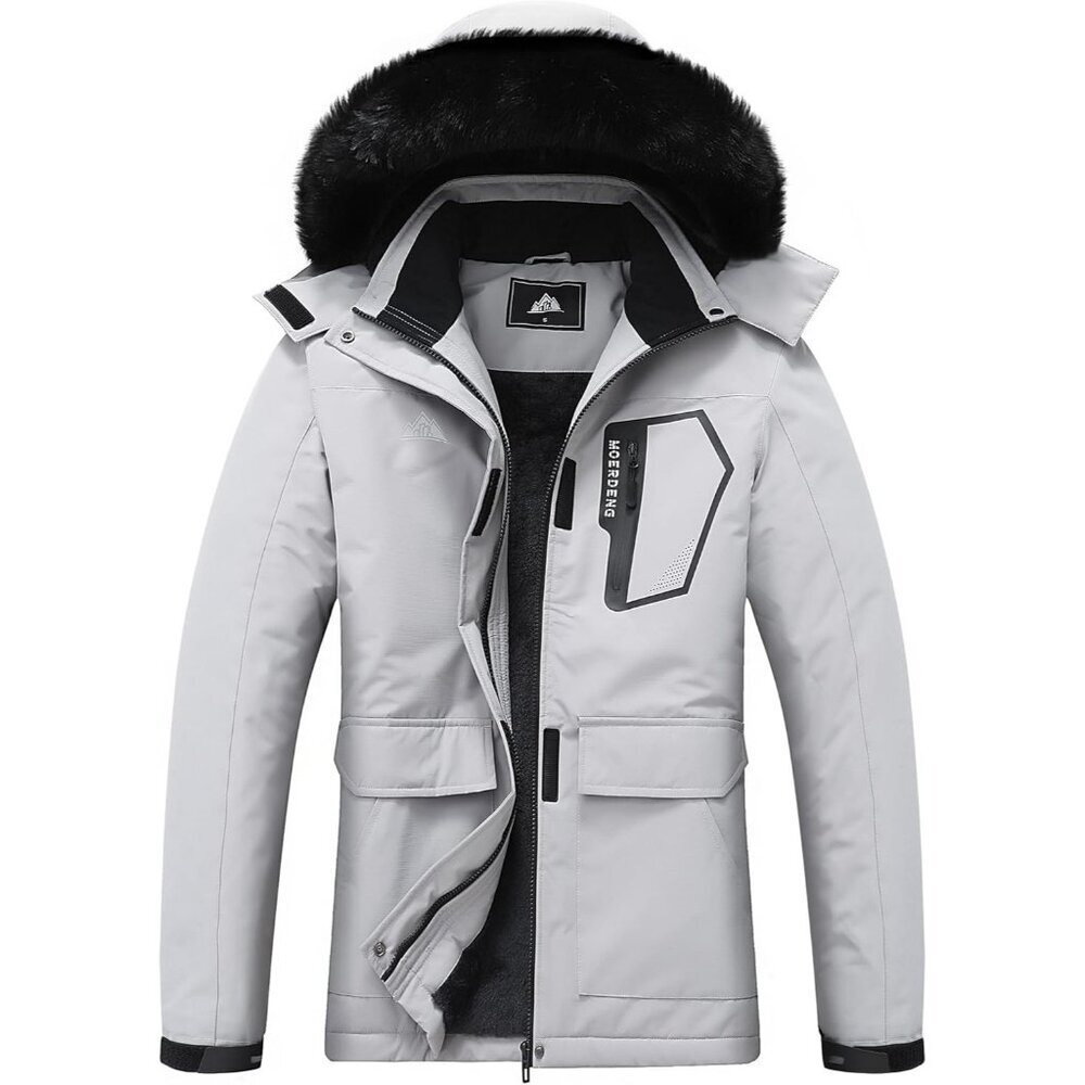Women's Versatile Gray Ski Jacket Coat Waterproof Winter Hooded Snowboarding